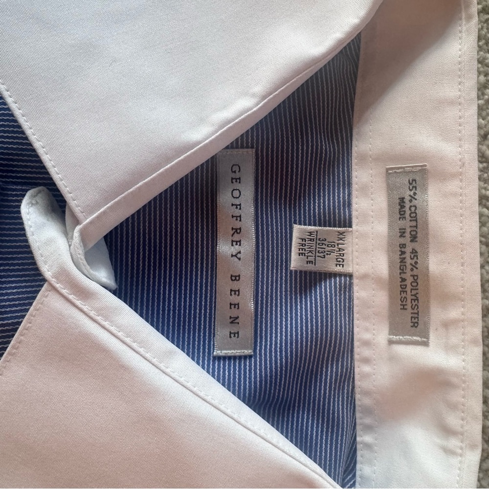 NWT! Geoffrey Beene Blue & White Striped Dress Shirt Men’s 18.5 36/37 - Picture 5 of 7